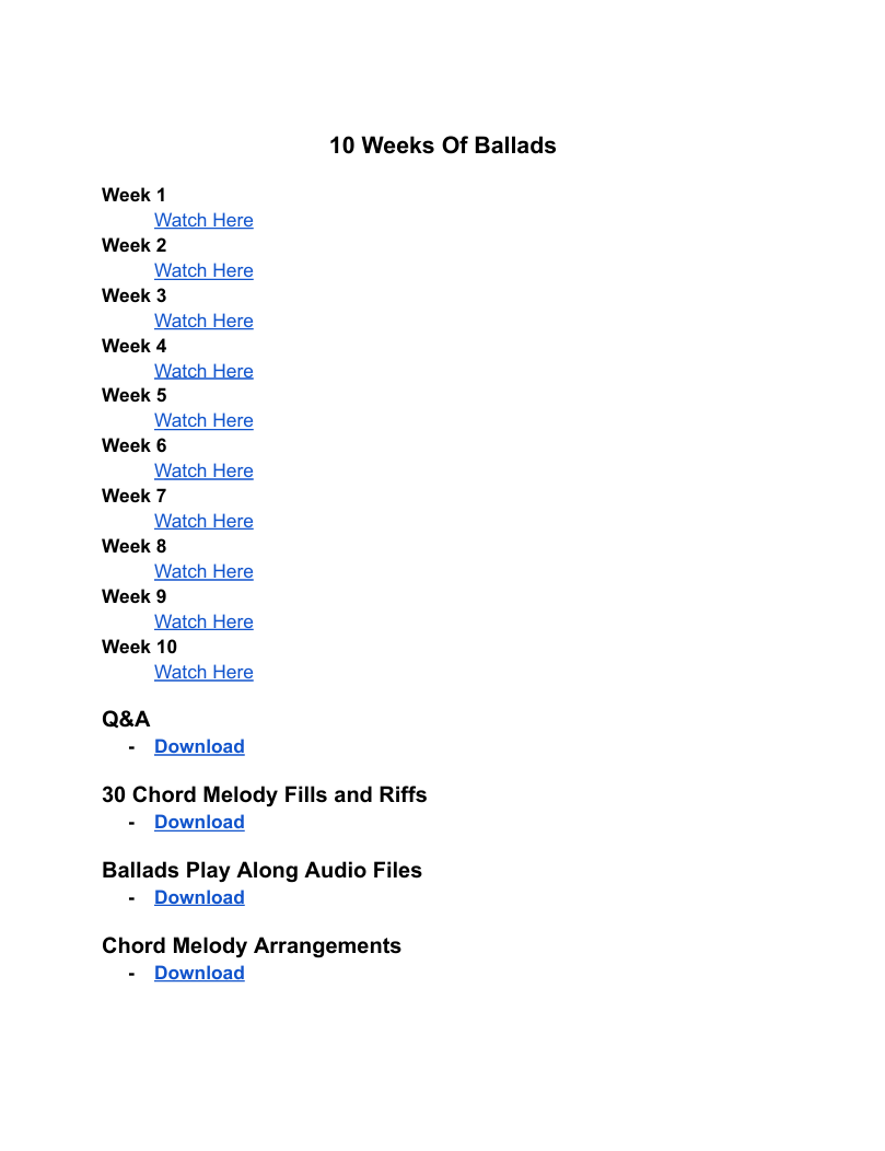 10 Weeks of Ballads